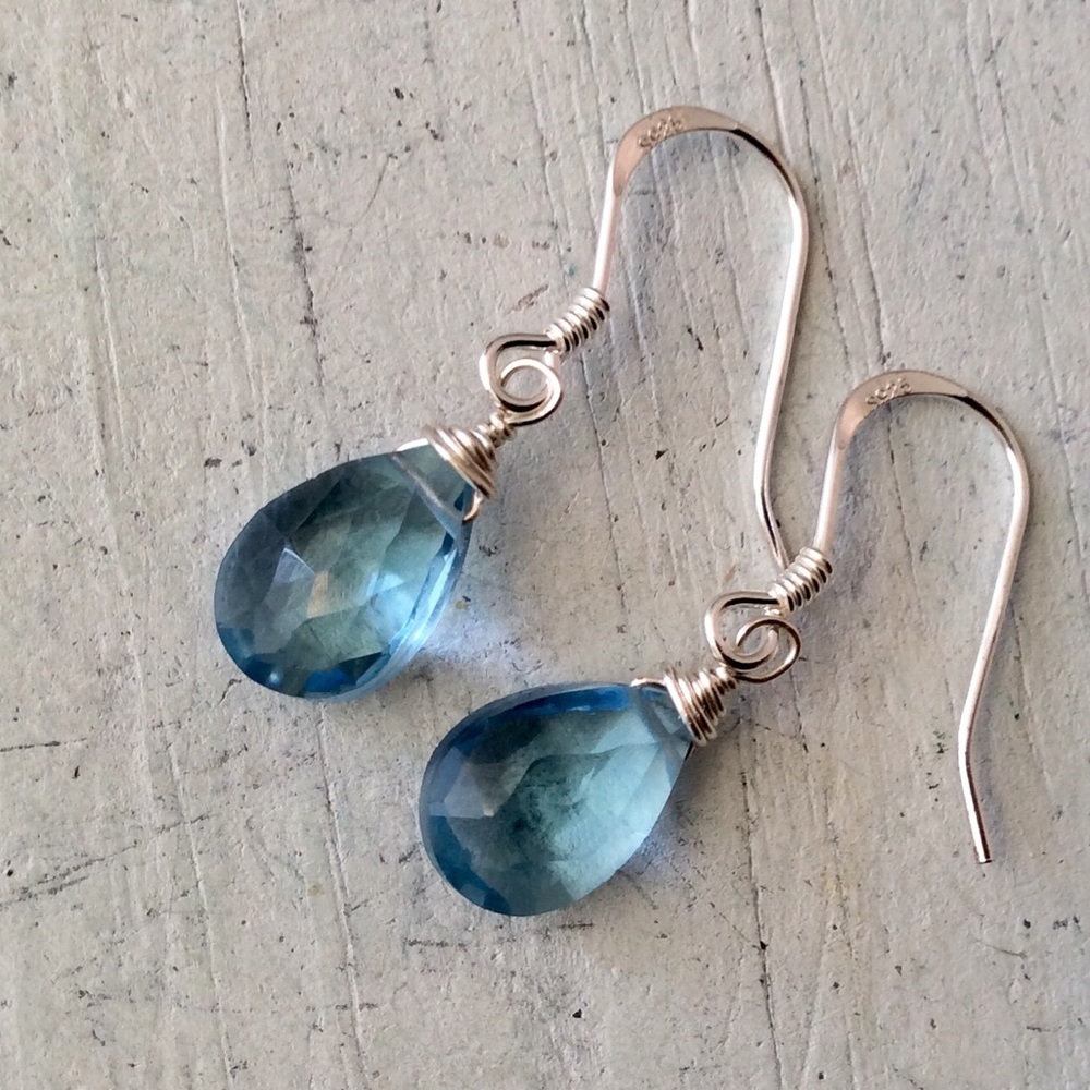 New London Blue Topaz Sterling Silver Earrings - Picture 5 of 7